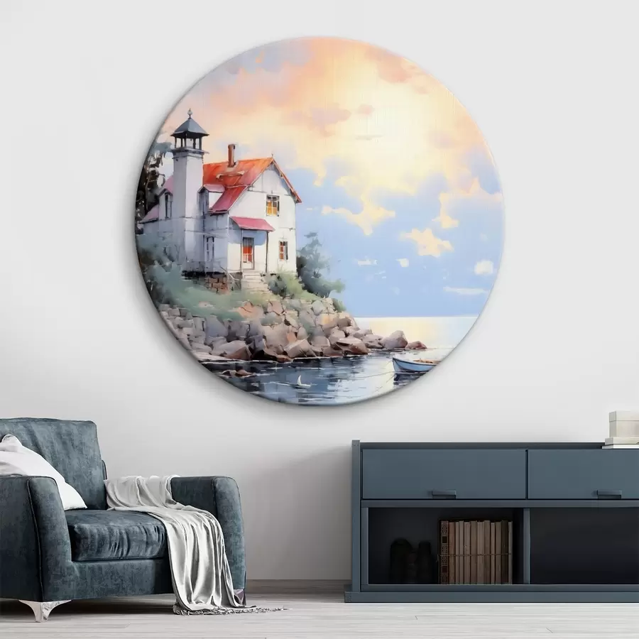 Fototapeedid Rannamaja mere ääres päikeseloojangul r41010