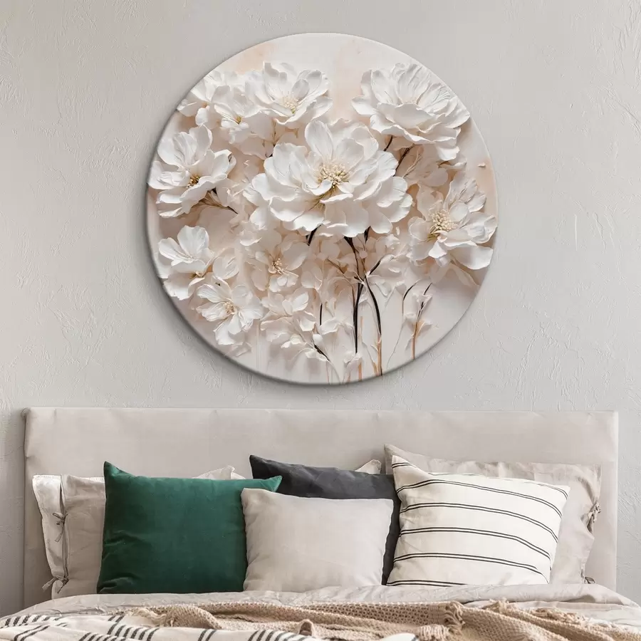 Pilt Valged lilled valgel ja oranžil taustal r41042