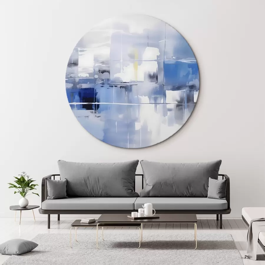 Fototapeedid Modernne abstraktsioon sinise, valge ja halli toonides, häguste joonte ja kujunditega r41269