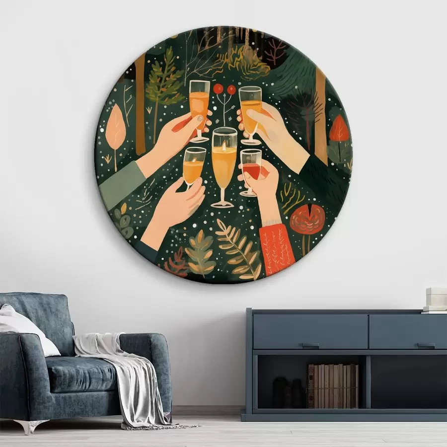 Pilt Pidu, šampanjaklaasid, jõulud, mets, abstraktne kunst r41368