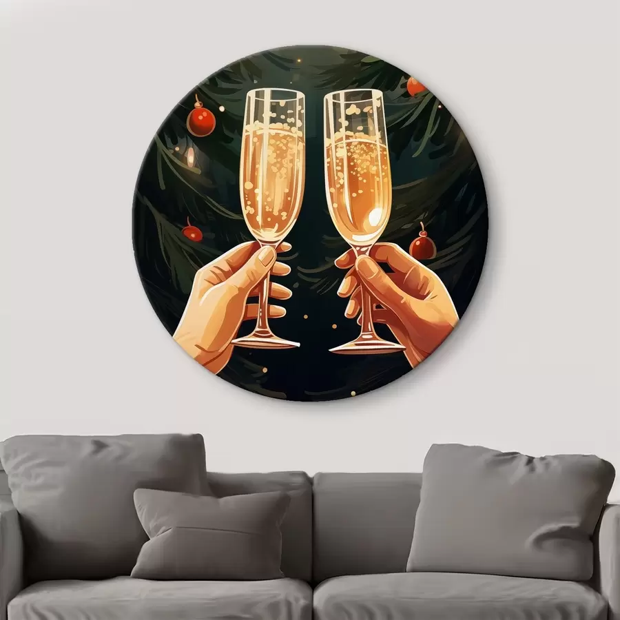 Pilt Pidu, šampanjaklaasid, jõulud, kuusk, küünlad, jõulutuled r41373