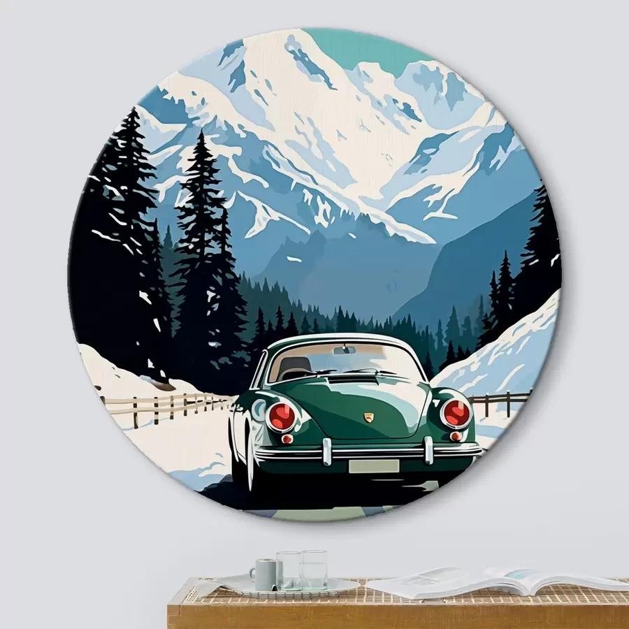 Pilt Retroauto talvisel mägiteel r41478