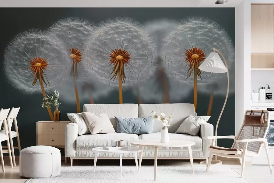 Fototapeedid Õhulised võililled tumedal looduslikul taustal w08498