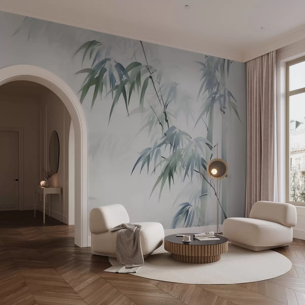 Fototapeedid Bambuse oksad imitatsiooni hägune akvarell w02705