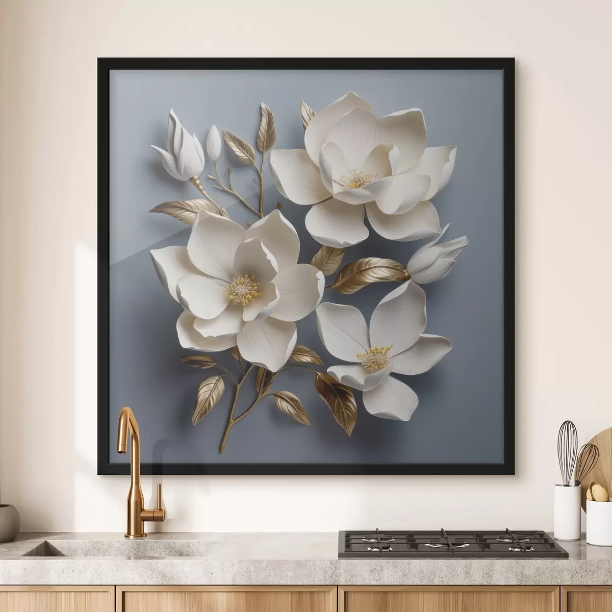 Plakat Suured lilled helehallil taustal f42174