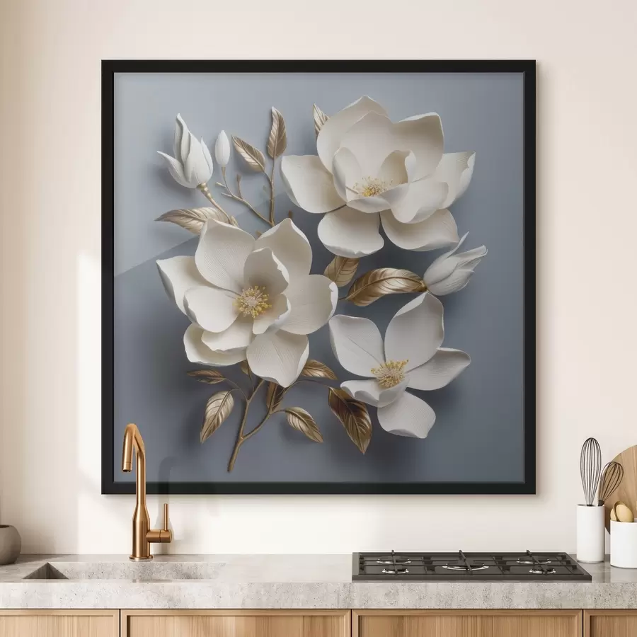 Fototapeedid Suured lilled helehallil taustal f42174