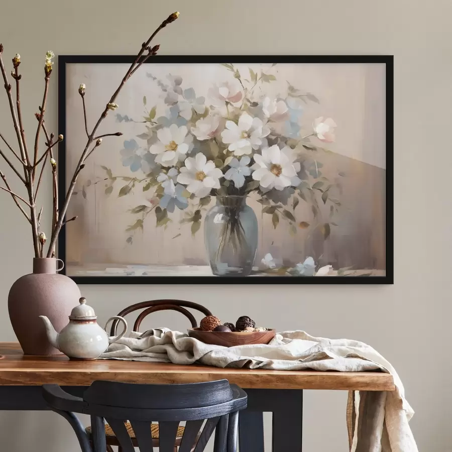 Fototapeedid Lillede ja okste kimp maali imitatsiooni vaasis f42356