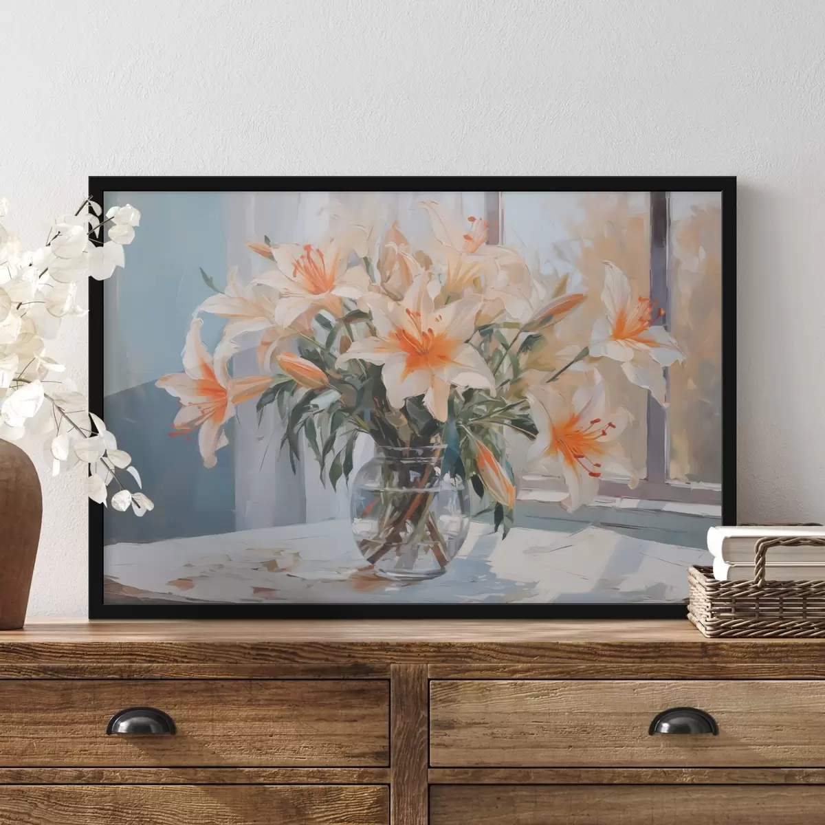 Plakat Lilled klaasvasi imitatsiooni maalimine f42359