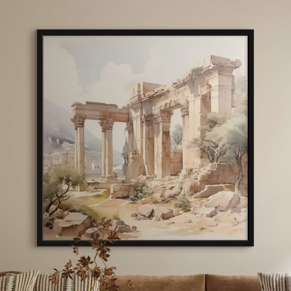 Plakat Antiikne varemete imitatsioon akvarell f42366