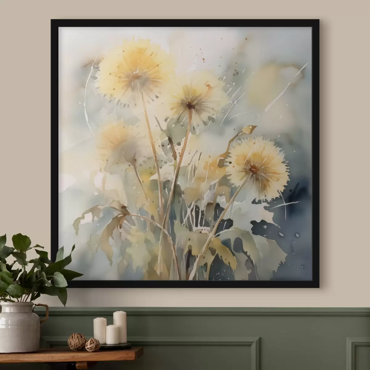 Plakat Võililled imitatsioon hägune akvarell f42369