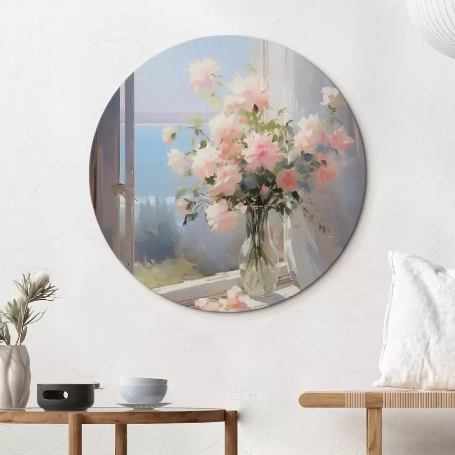 Fototapeedid Kimp õrnade lilledega klaasvases, mis imiteerib maali r42352