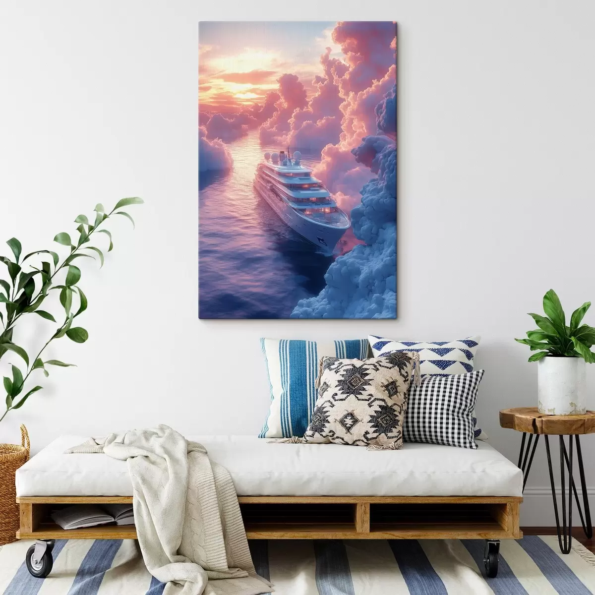 Pilt Kruiisilaev roosa päikeseloojangu taustal s42085