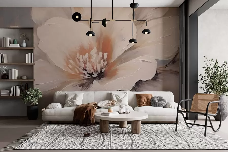 Fototapeedid Abstraktne valge lill hallil taustal w02702