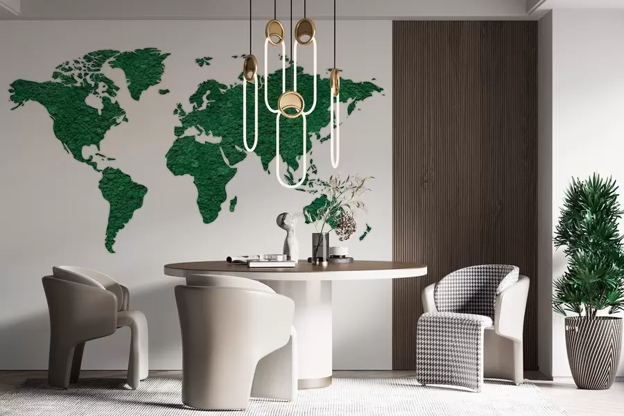 Fototapeedid Maailma kaart koos sambla, looduse, lopsaka rohelise värvipaletiga  w02657v2