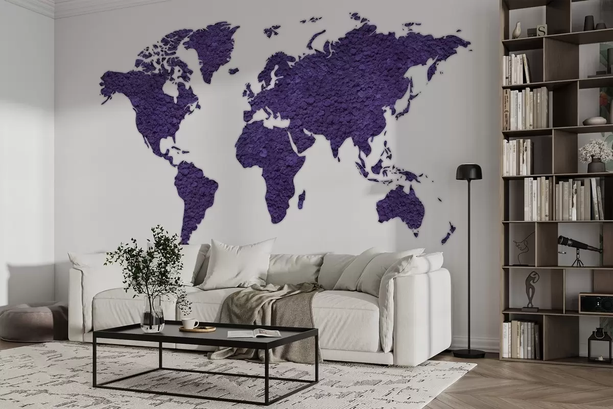 Fototapeedid Maailmakaart koos sambla, looduse, lilla värvipaletiga  w02657v3