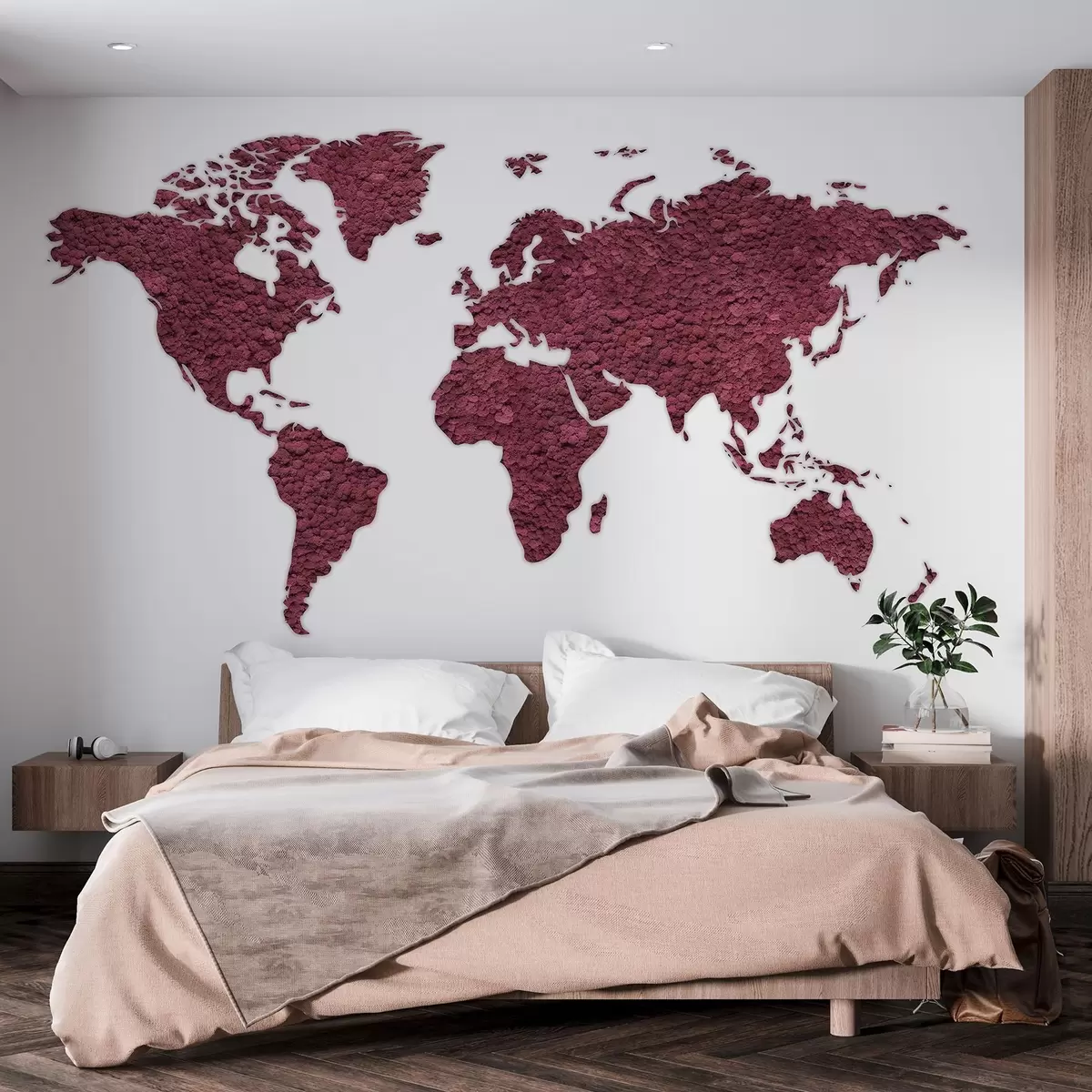 Fototapeedid Maailmakaart koos sambla, looduse, burgundia värvipaletiga  w02657v5