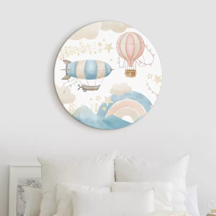 Pilt Kuumõhupallid koos pilvede ja vikerkaarega r32431