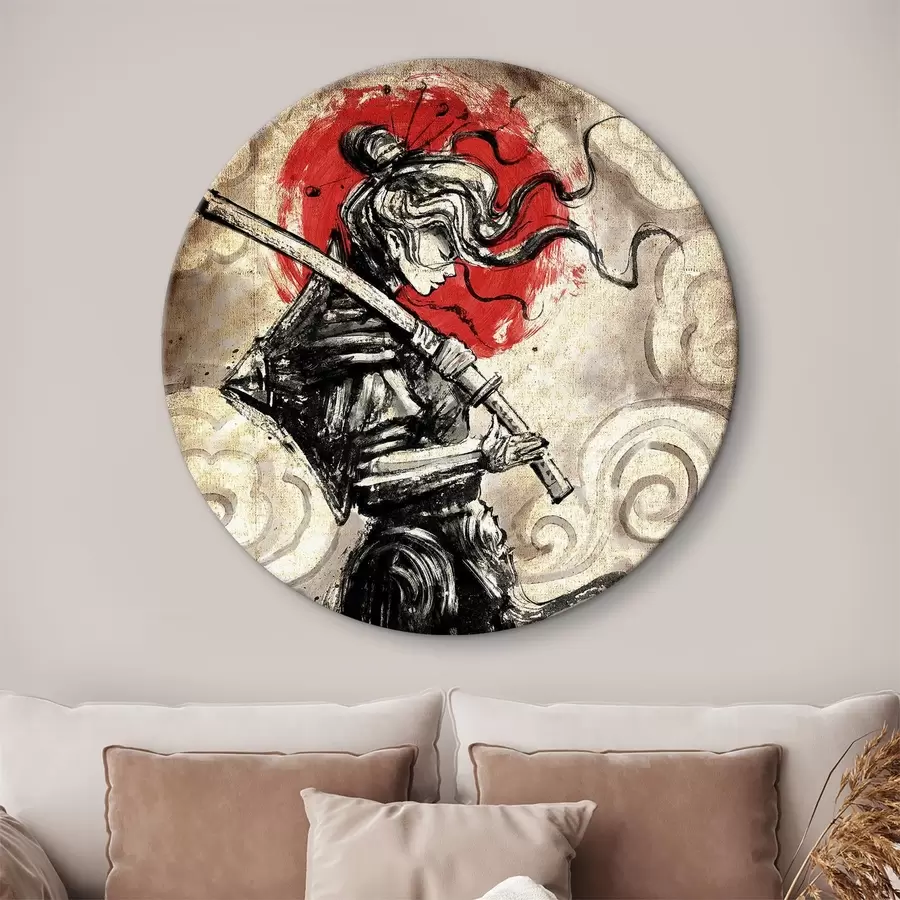 Pilt Kaunis samurai tüdruk katana õlal r33060