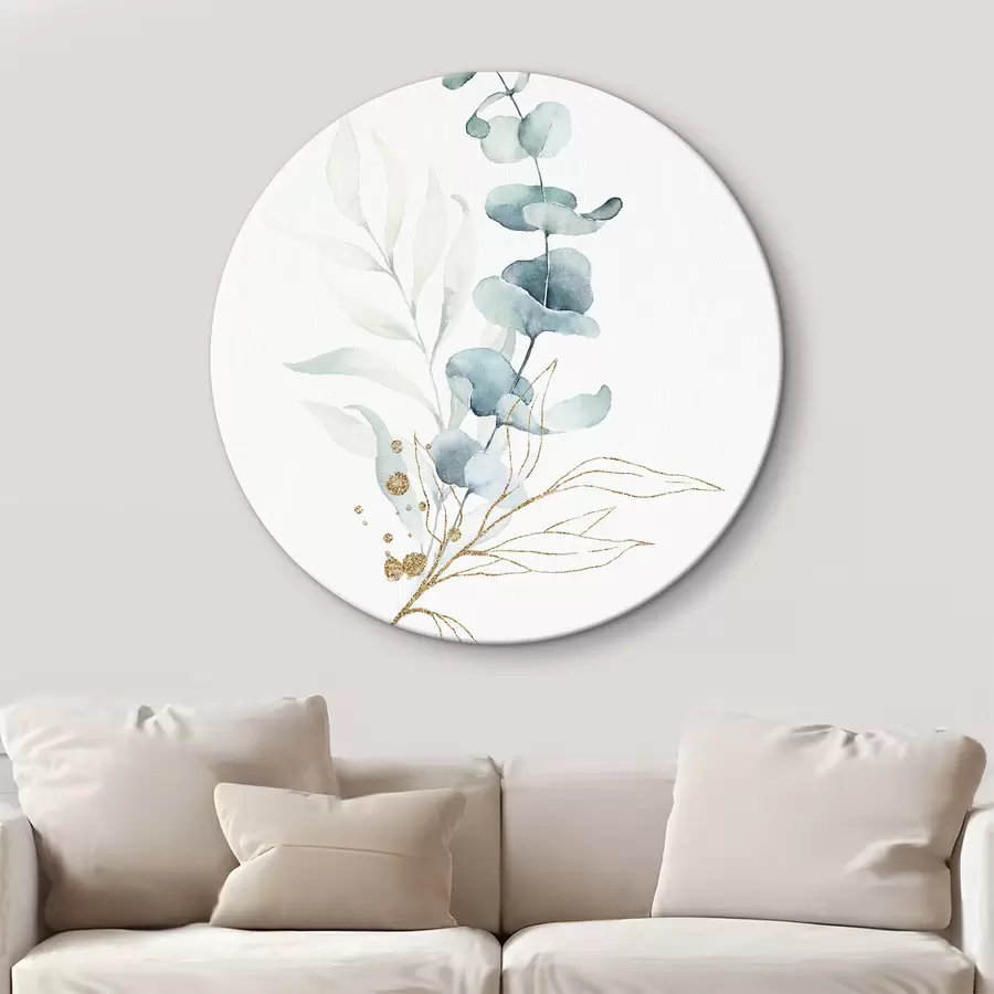 Pilt Abstraktne akvarelljoonistus siniste lehtedega okstest r36139