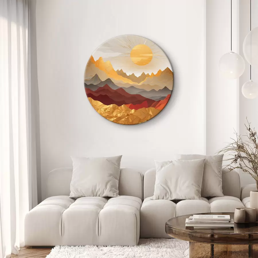 Pilt Päikesetõus geomeetrilise mägimaastiku kohal r36529