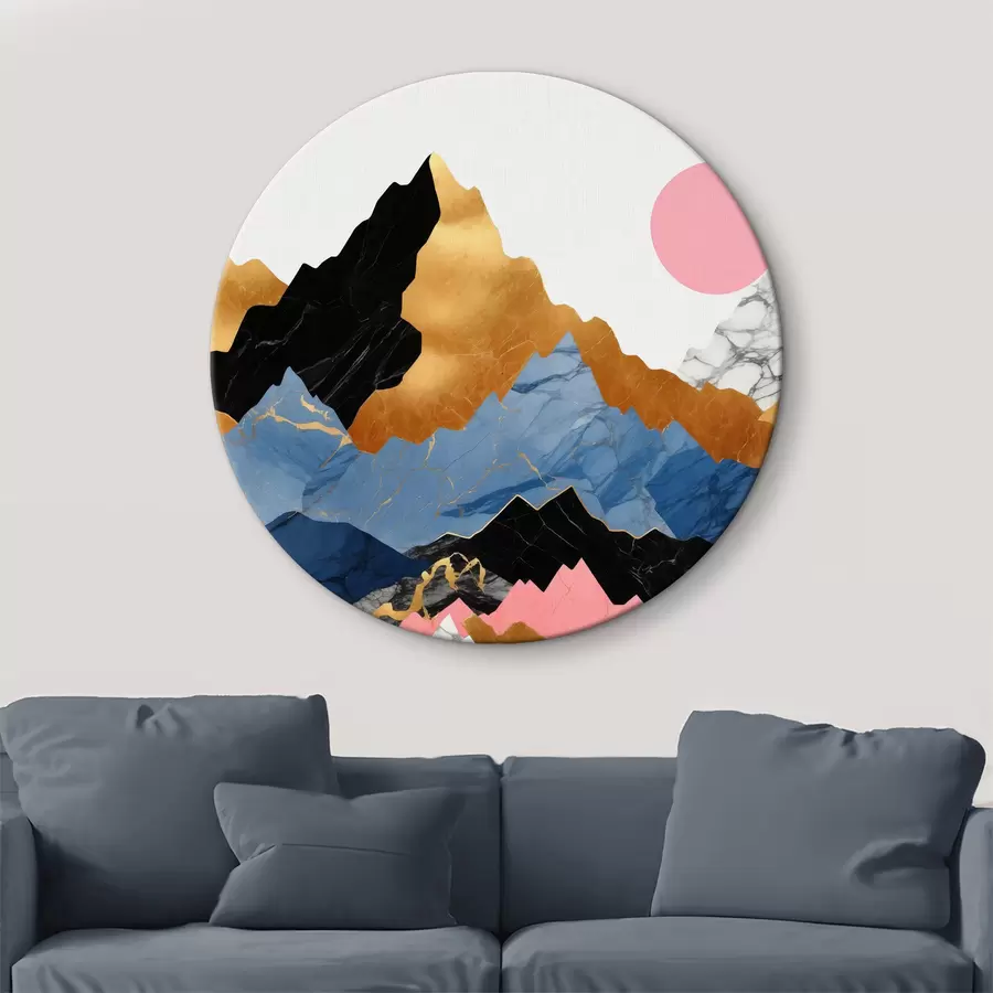 Pilt Abstraktsed mäekihid roosa päikesega r36643