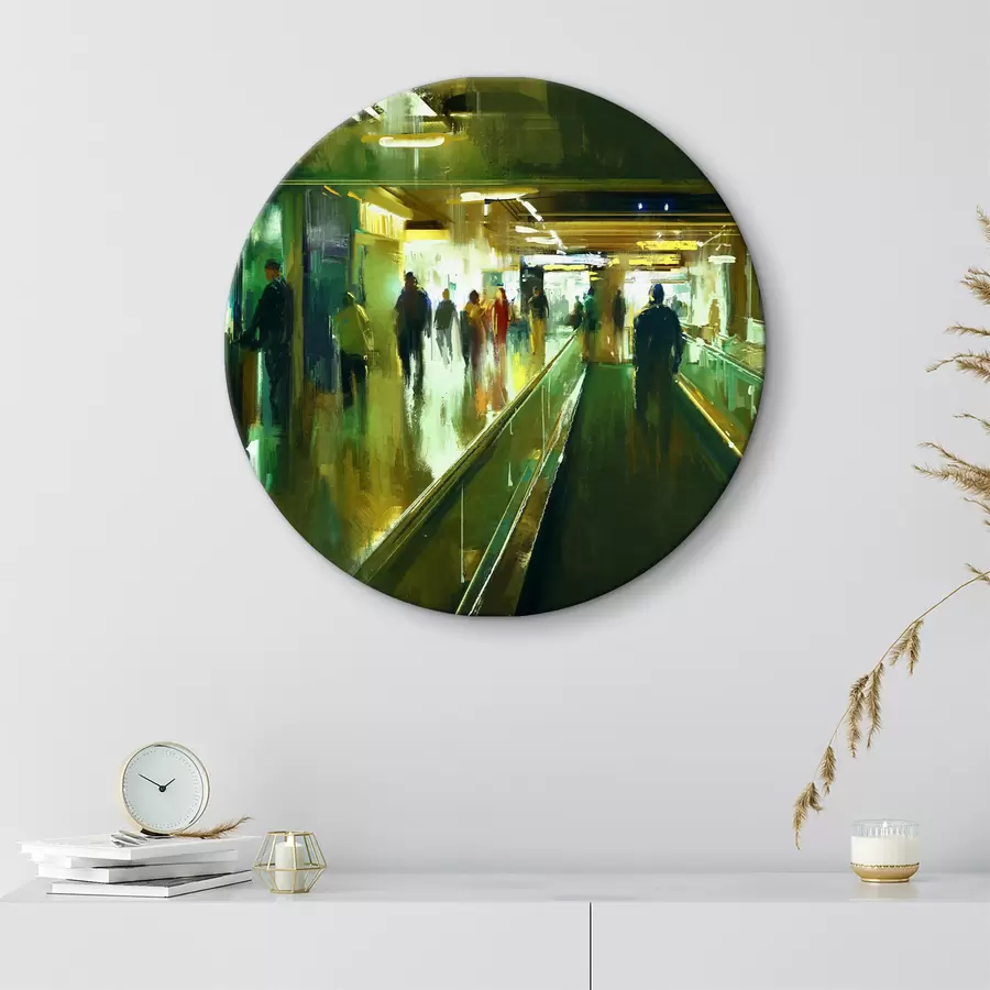 Pilt Rühm inimesi, kes kõnnivad eskalaatoril r37103