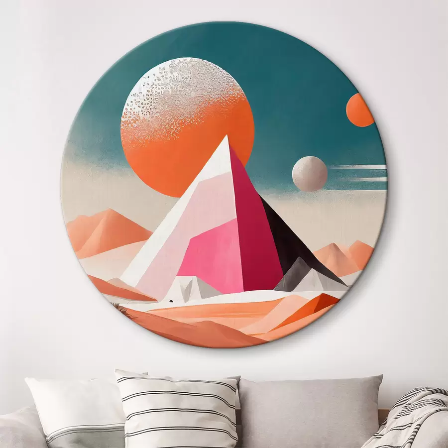 Pilt Pilt kõrbemaastikust koos püramiidi ja päikesega r37371