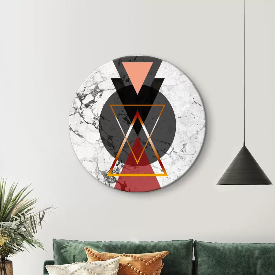 Pilt Must ja punane kolmnurk ja ring marmorpinnal r37771