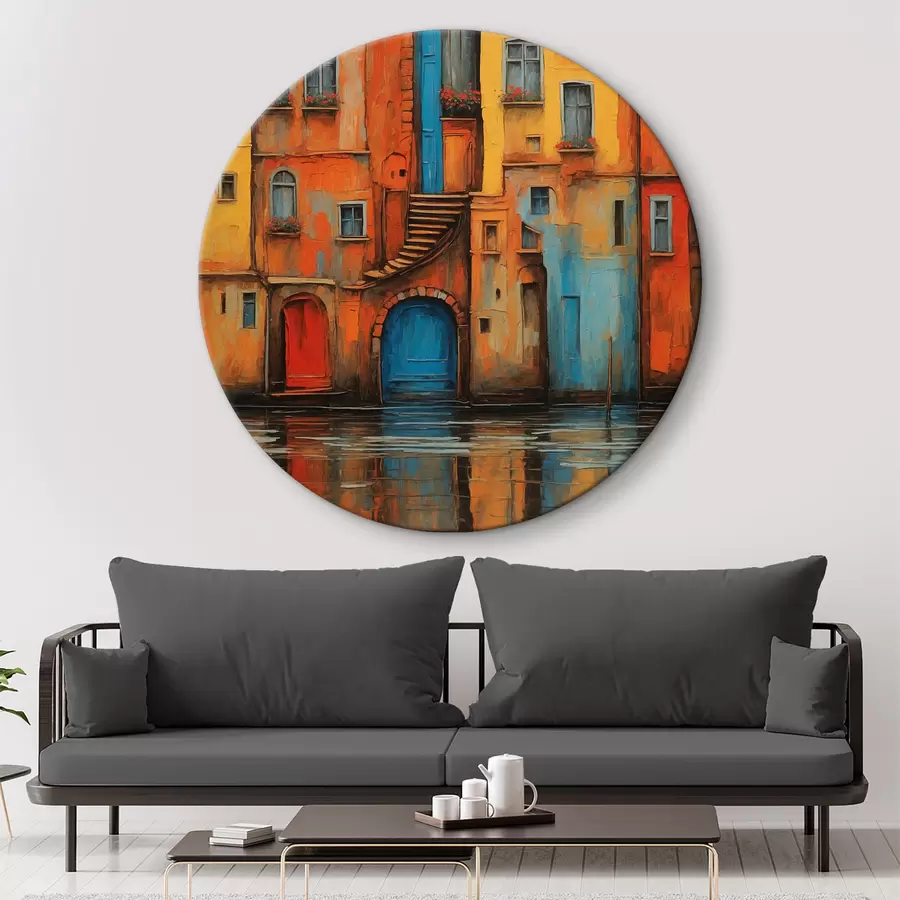 Pilt Pilt hoonest, millel on trepikoda ja sinised uksed r37789