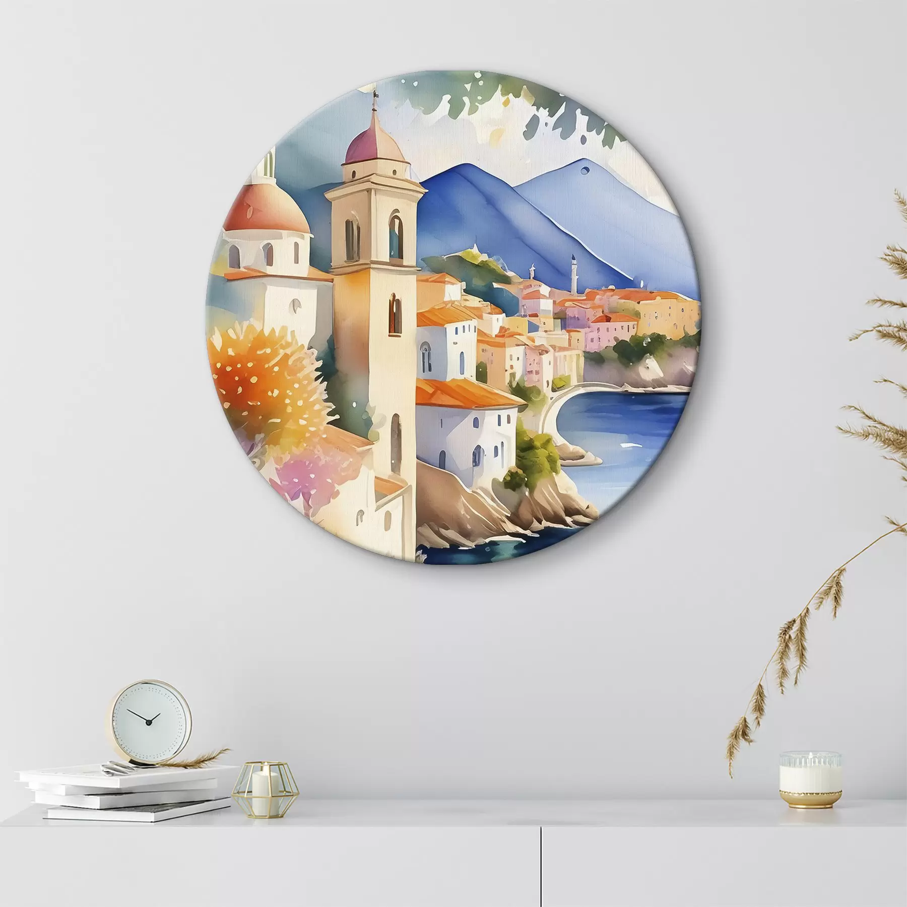 Pilt Akvarell, mis kujutab linna veehoidla serval r38407