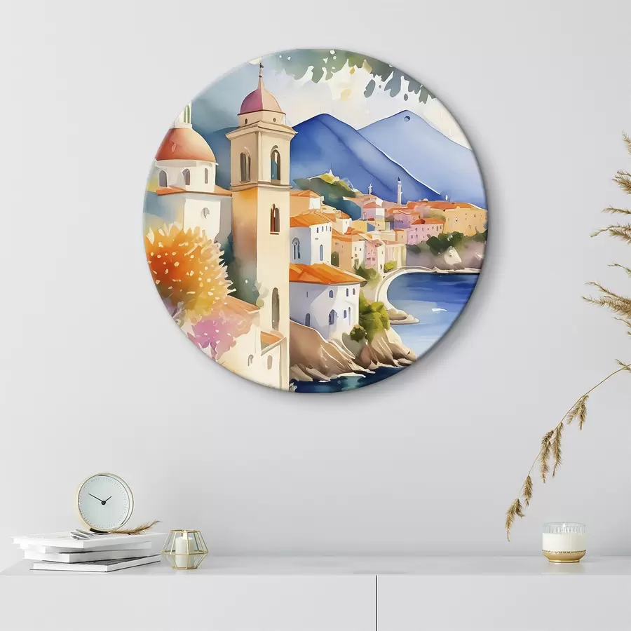 Pilt Akvarell, mis kujutab linna veehoidla serval r38407