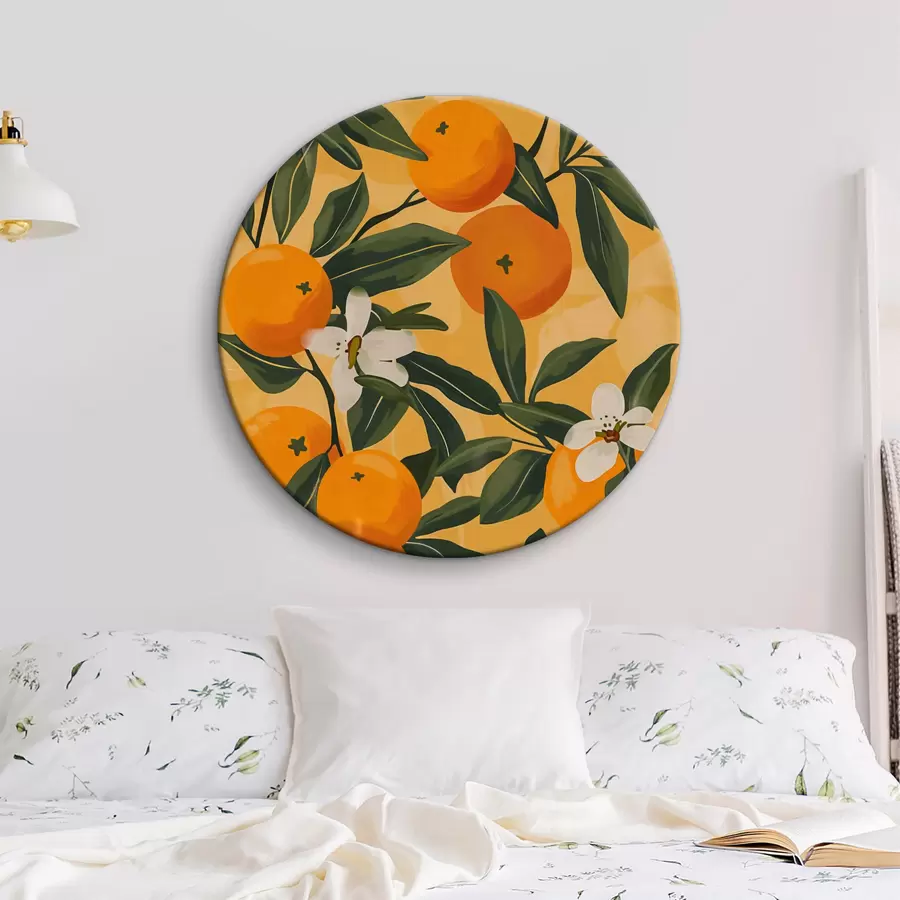 Pilt Oranžide ja valgete lillede muster r38513