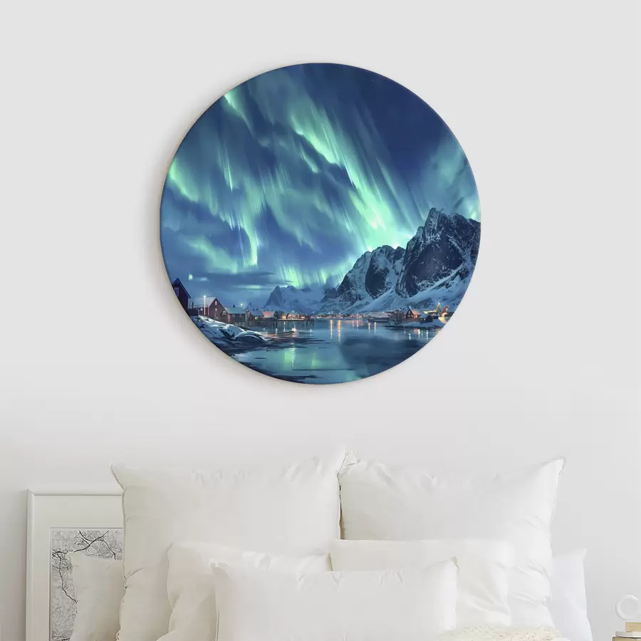 Pilt Norra talveküla, põhjatuled, öine taevas r40300