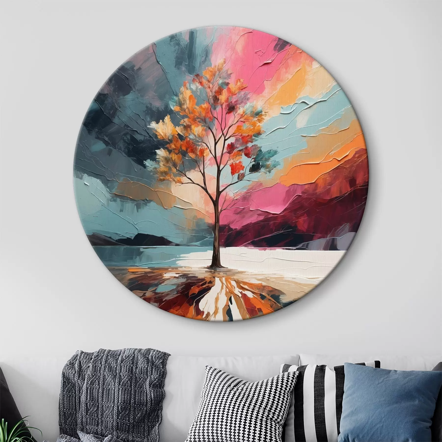 Pilt Abstraktne akrüülmaal koos puuga r40461