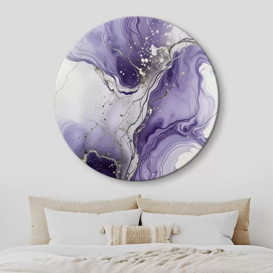 Pilt Abstraktne vedel kunstikompositsioon, mis on trükitud lilla, valge ja halli tindiga r40566