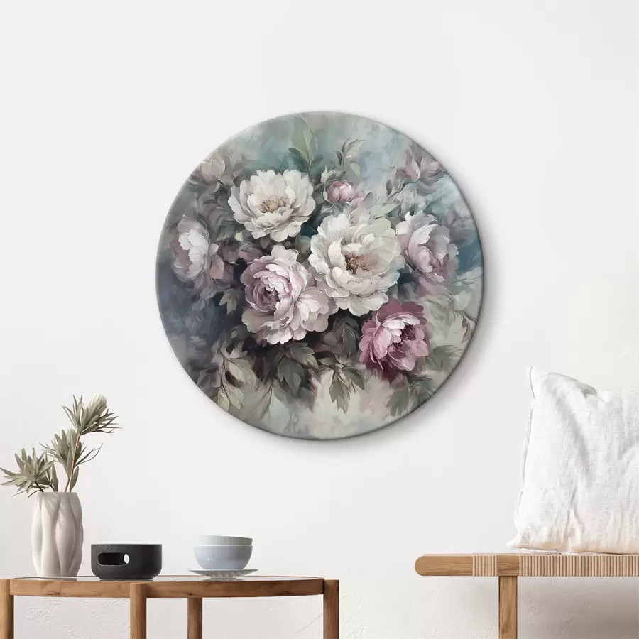 Pilt Kimp roosa ja valgeid puneid õlimaalil r40582