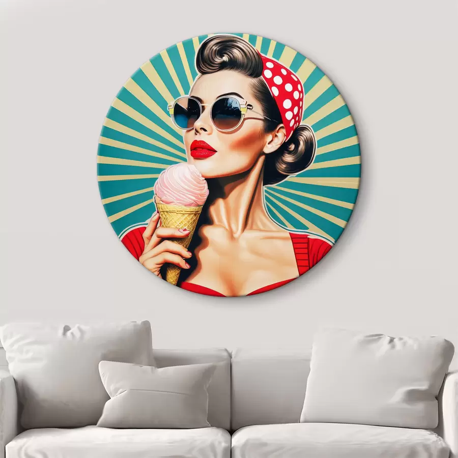 Pilt tüdruk jäätisega, pop art, pin-up, retrohõnguline, retro r40718