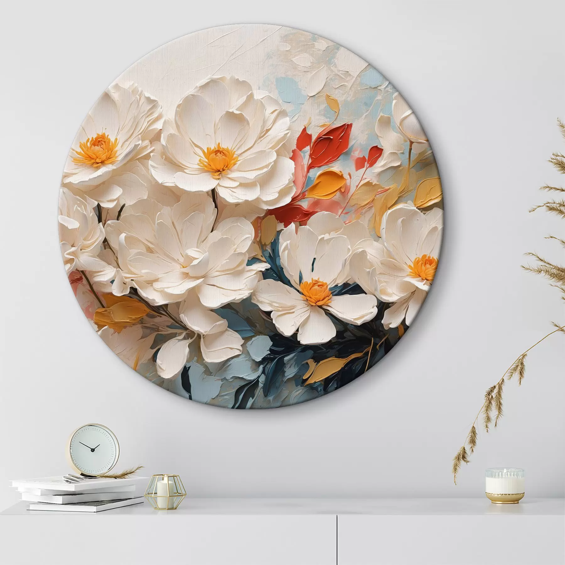 Pilt Abstraktne valge lillede õli r40862