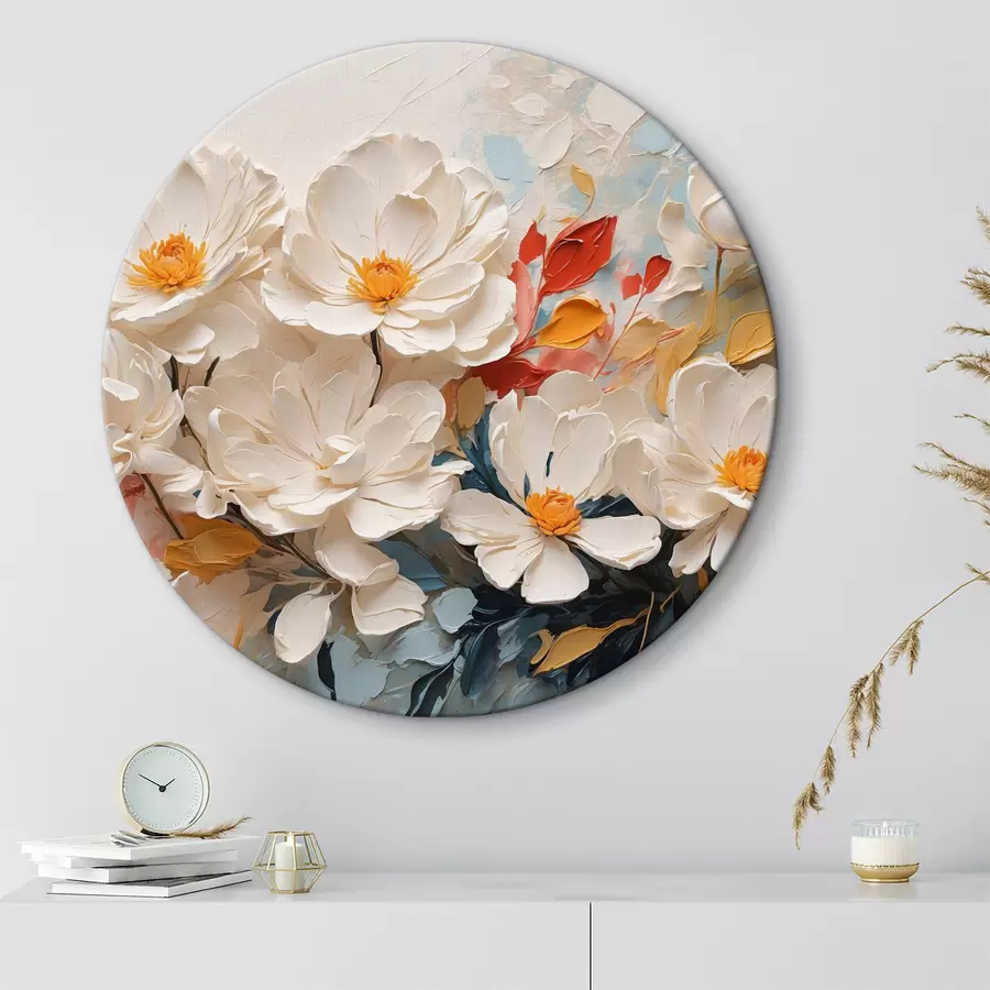 Pilt Abstraktne valge lillede õli r40862