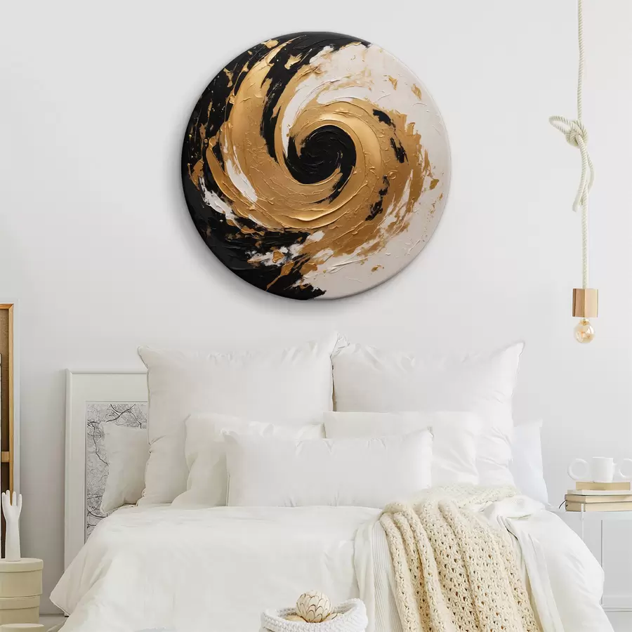 Pilt Abstraktne õlimaal musta ja kollase keerisega r40864