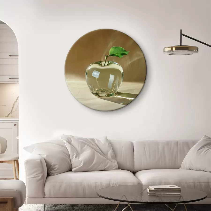 Pilt Läbipaistev klaasist õun heledal taustal r40913