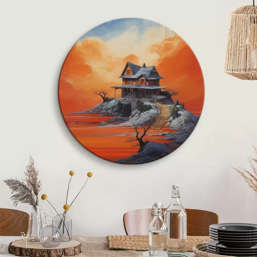 Pilt Maja kuu all, futuristlik kunst, vedelik, waercolor r40945