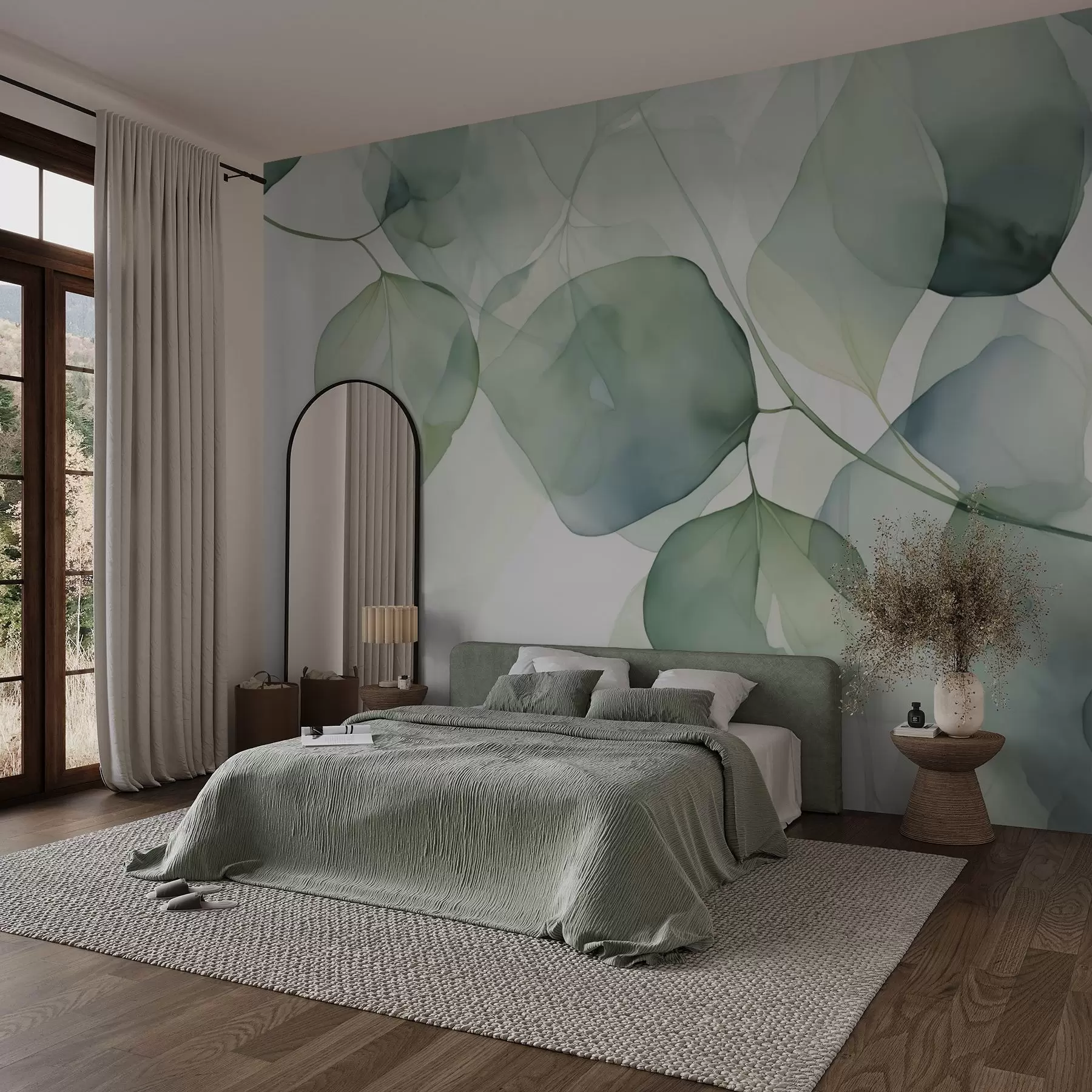 Fototapeedid Lehed suur abstraktne imitatsioon akvarellist w02725