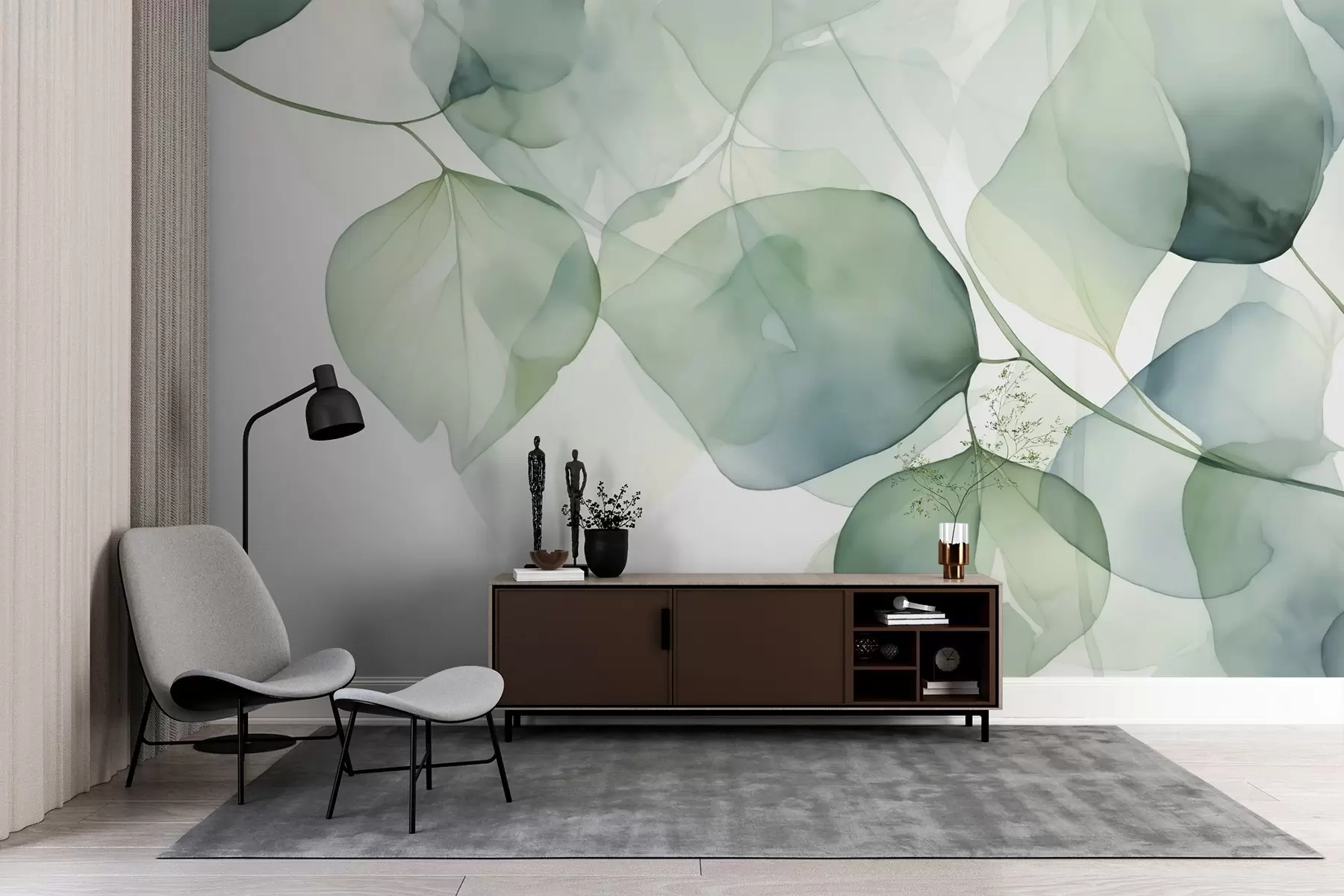 Fototapeedid Lehed suur abstraktne imitatsioon akvarellist w02725