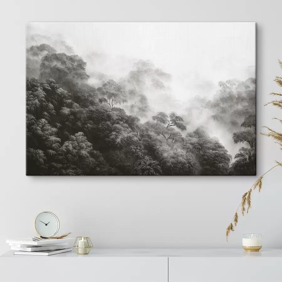 Pilt Troopiline mets udus, palmipuud, hallid värvid s42371v1