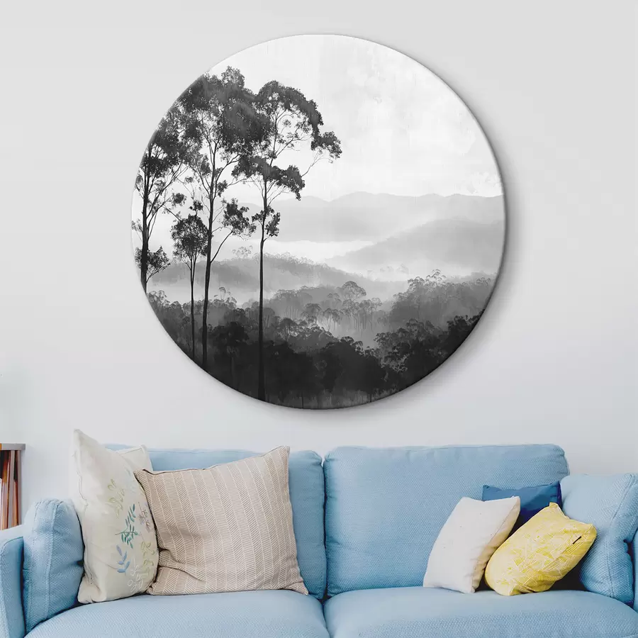 Pilt Müstiline mets hallides toonides, loodusmaastik, puud r42373