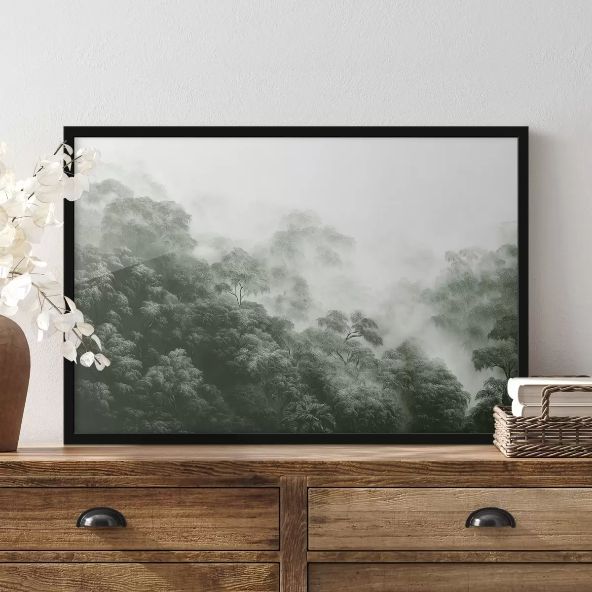 Plakat Troopiline mets udus, palmid, rohelised värvid f42371