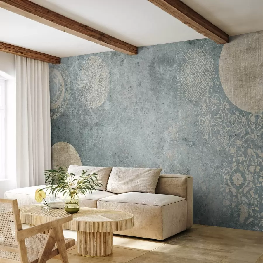 Fototapeedid Kollased ringid vananenud taustal w08627