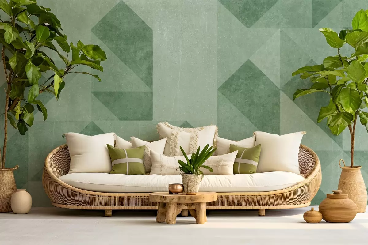 Fototapeedid Geomeetrilised mustrid rahustavates rohelistes toonides u97654v2