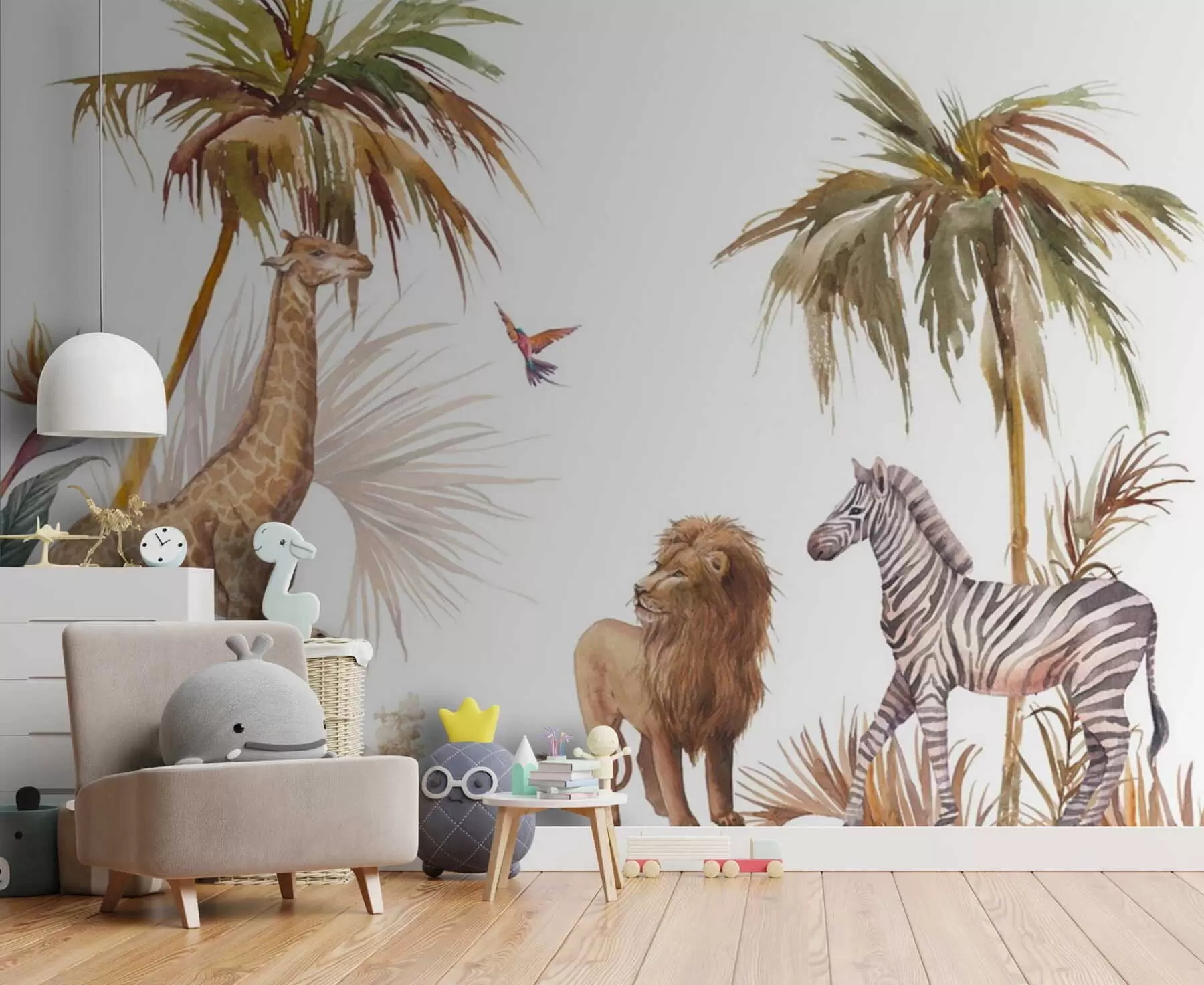 Fototapeedid Metsloomad troopiliste palmide all u51895